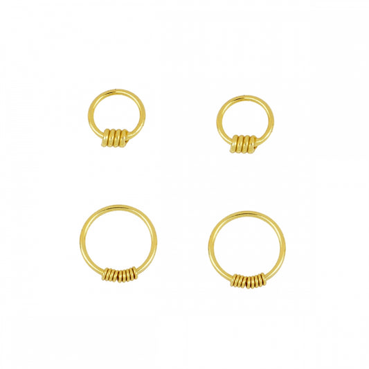 pendiente de aro flexible para piercing. Es hipoalergénico de plata con baño de oro 18 kilates. Perfecto para cartílago, tragus y helix