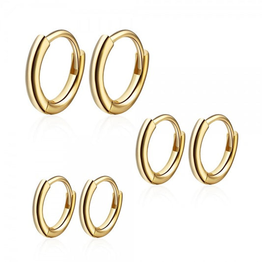 aros pequeños de piercing básicos con cierre fácil que están confeccinados en plata de ley con baño de oro 18 kilates. Gold plated sterling silver hoop earrings for helix piercing.