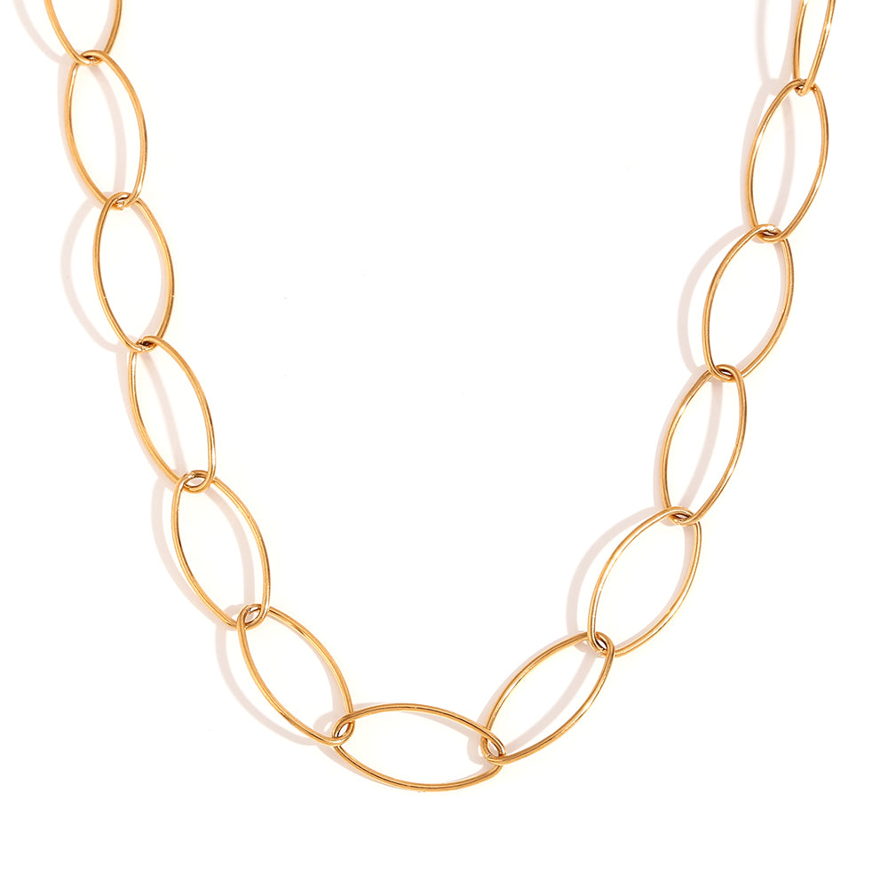 collar ligero largo con eslabones ovalados dorados. Es de acero hipoalergénico resistente al agua. gold plated stainless steel link long light chain necklace 90´s style