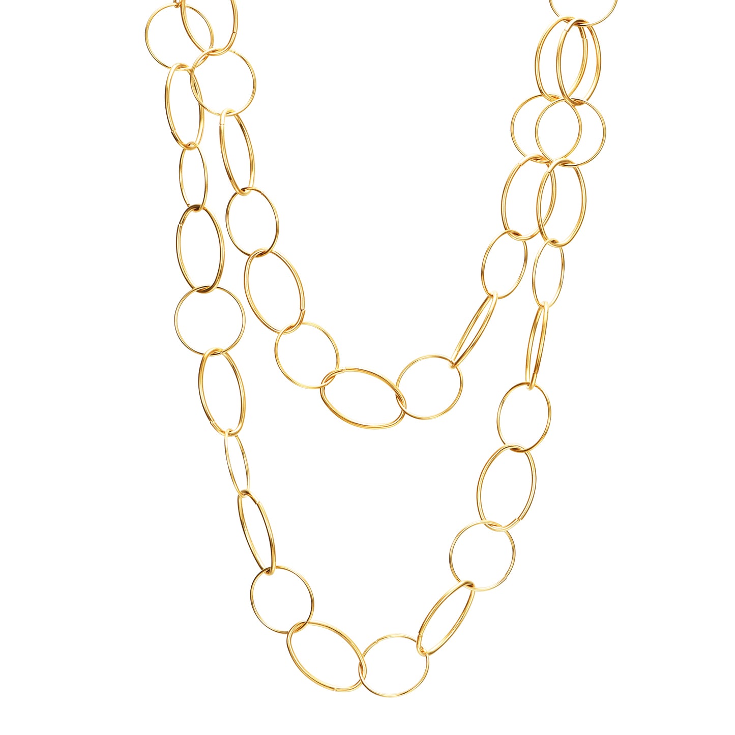 collar ligero largo con eslabones ovalados dorados. Es de acero hipoalergénico resistente al agua. gold plated stainless steel link long light chain necklace 90´s style