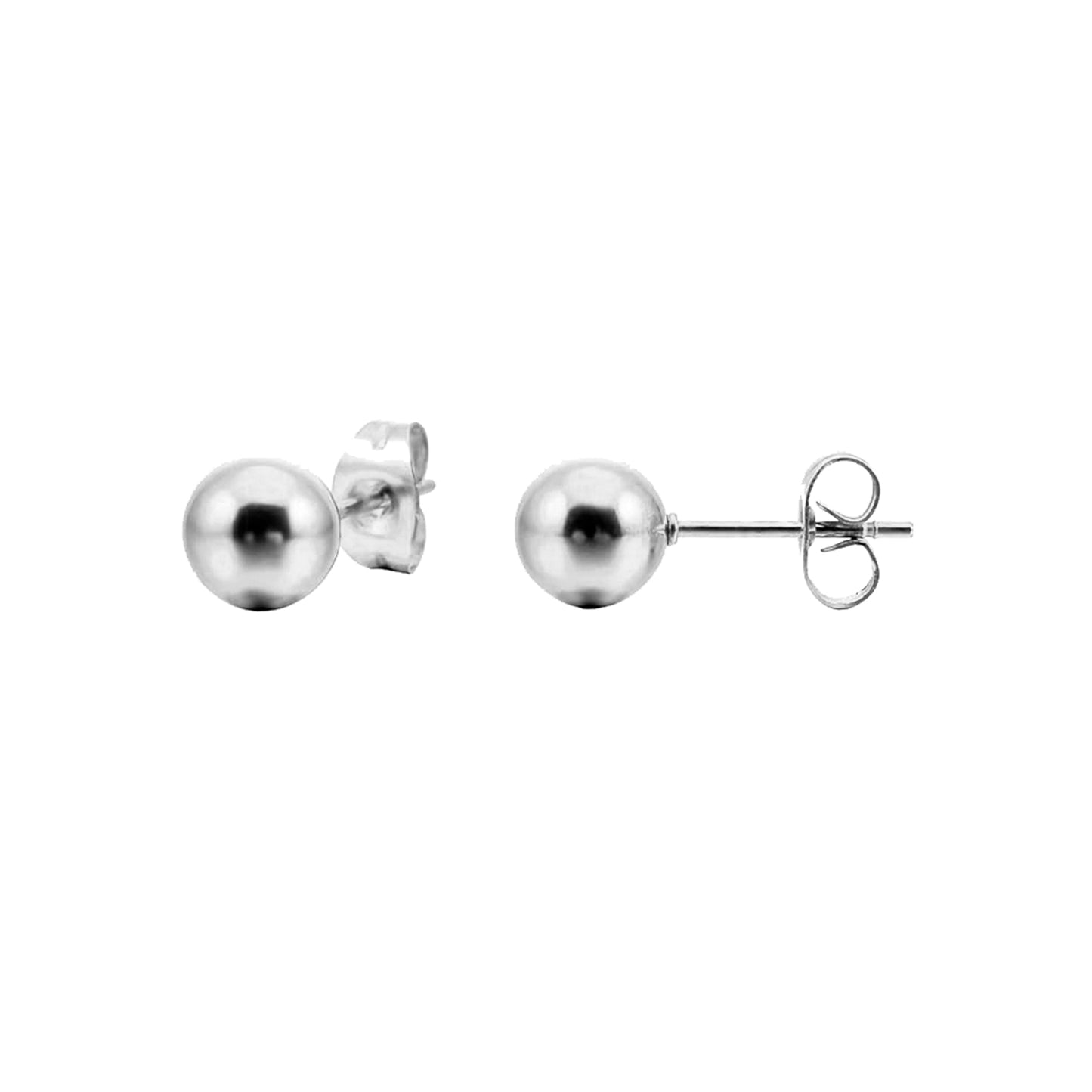 pendientes de bola dorados o plateados para niña. son de acero hipoalergénico e inoxidable con baño de oro y resistentes al agua. Gold plated stainless steel ball stud earrings for piercing