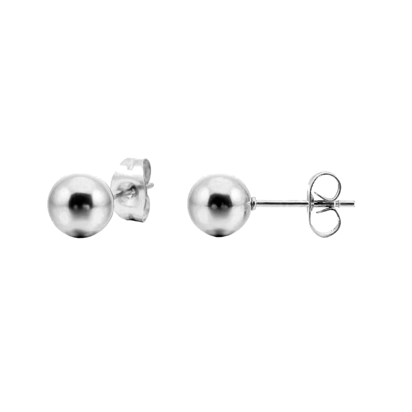 pendientes de bola dorados o plateados para niña. son de acero hipoalergénico e inoxidable con baño de oro y resistentes al agua. Gold plated stainless steel ball stud earrings for piercing