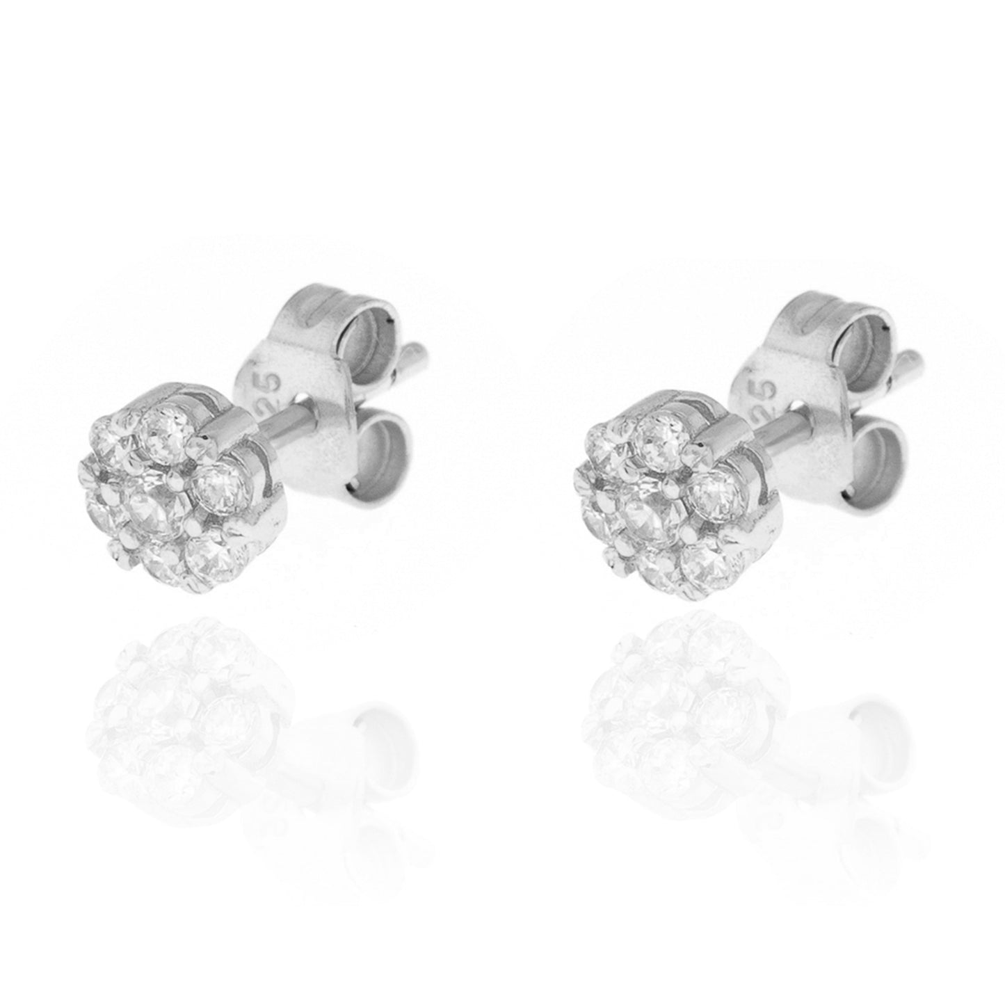pendientes de brillante solitario redondo con circonitas que parecen de diamantes buenos. El material es plata de ley bañada en oro 18 kilates y son hipoalergénicos. Gold plated sterling silver round zircon diamond earrings