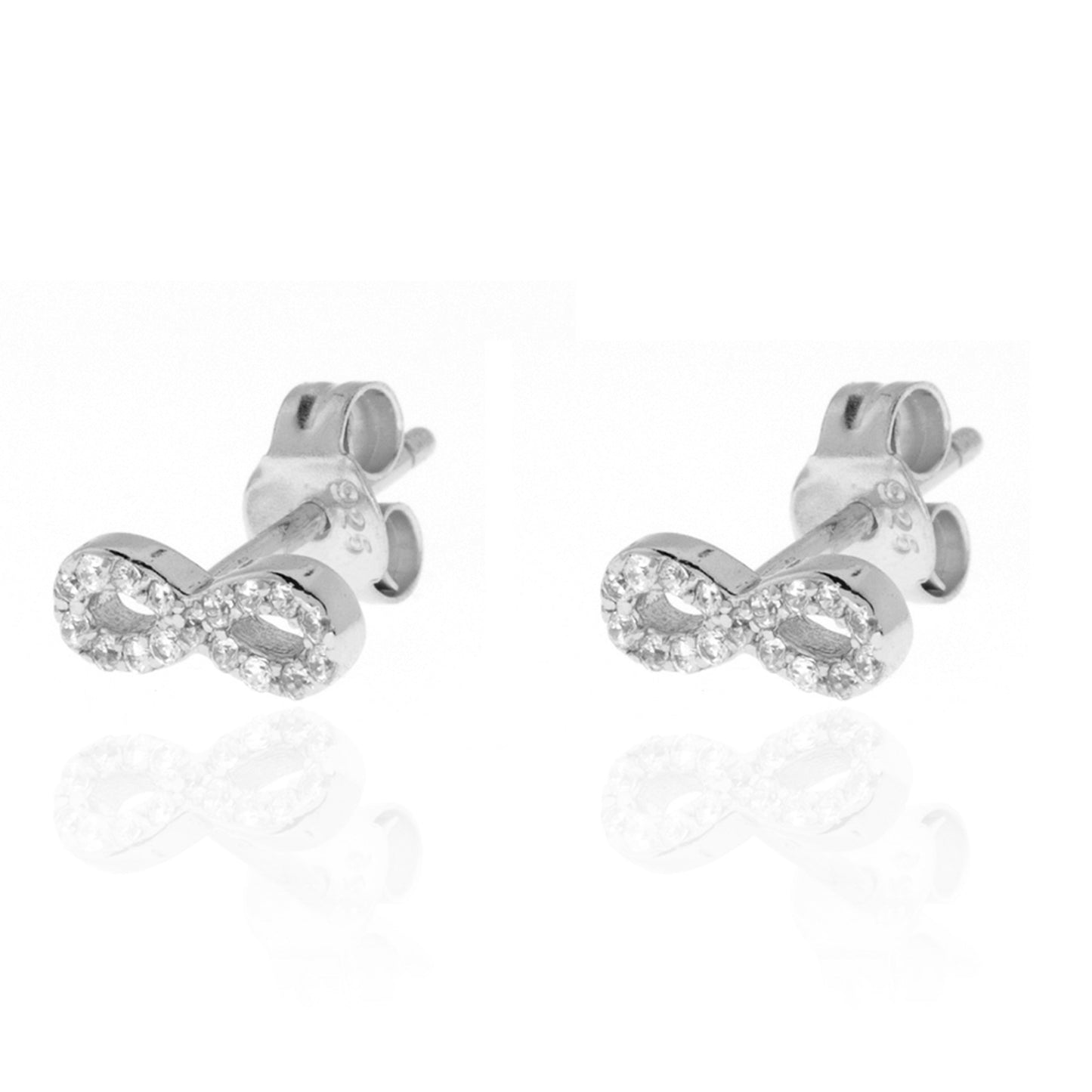 pendientes de brillante INFINITO con circonitas que parecen de diamantes buenos. El material es plata de ley bañada en oro 18 kilates y son hipoalergénicos. Gold plated sterling silver INFINITE zircon diamond earrings