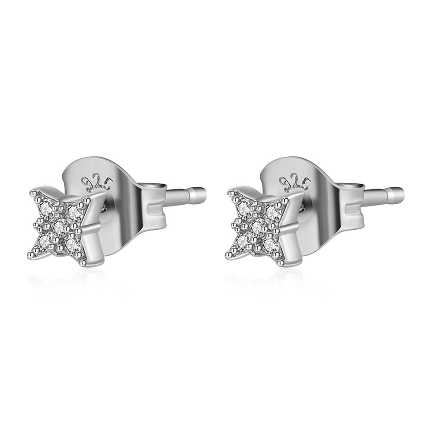 pendientes para piercing de brillante estrella con circonitas que parecen de diamantes buenos. El material es plata de ley bañada en oro 18 kilates y son hipoalergénicos. Gold plated sterling silver tiny small star zircon diamond earrings