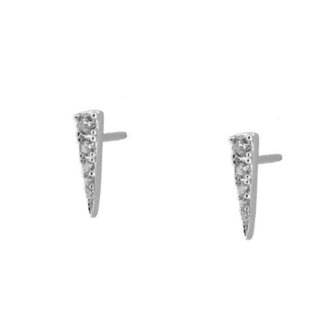 pendientes para piercing de brillante pincho con circonitas que parecen de diamantes buenos. El material es plata de ley bañada en oro 18 kilates y son hipoalergénicos. Gold plated sterling silver spike zircon diamond earrings