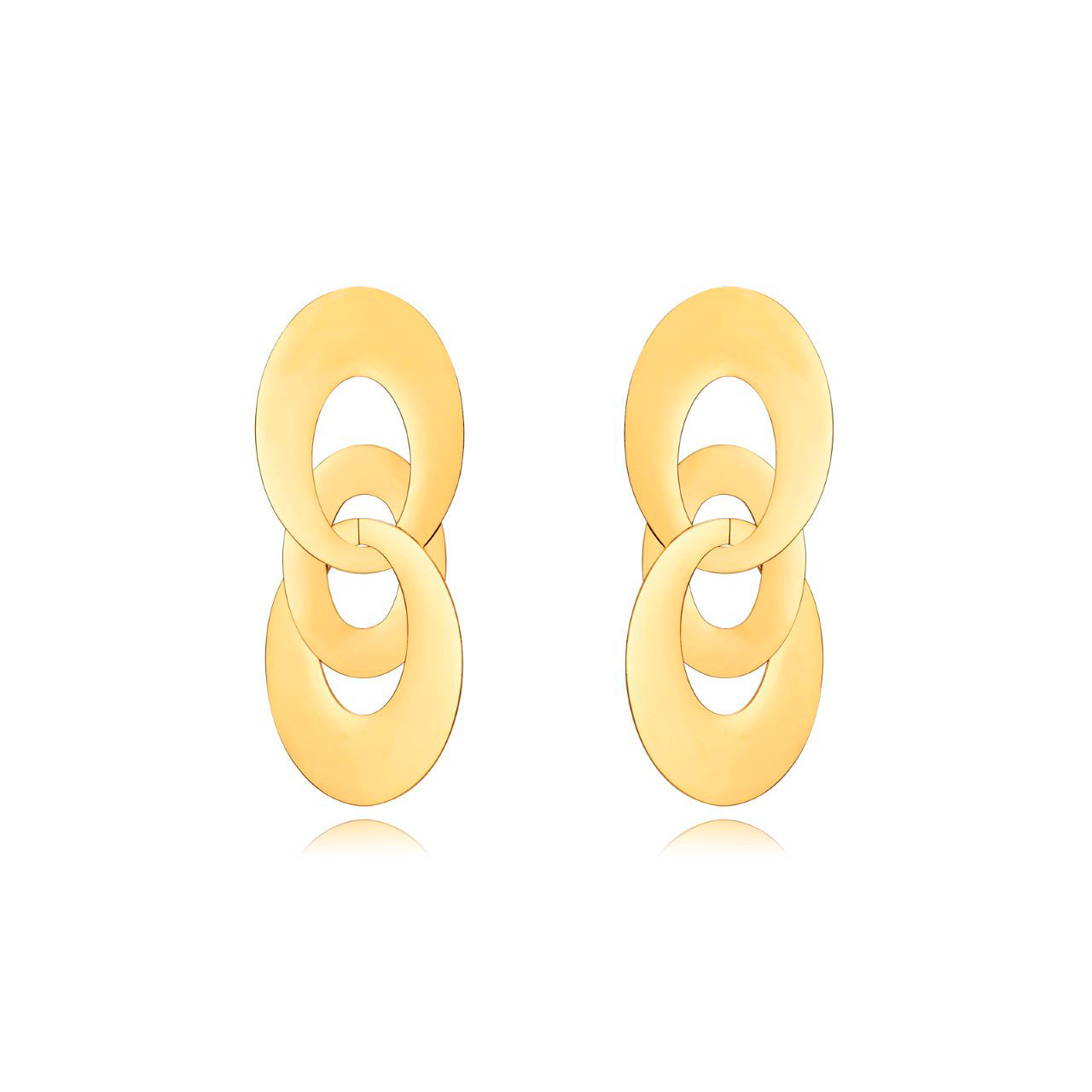pendientes largos de fiesta para una invitada a boda o evento. No pesan y son perfectos para lóbulo rasgado. Son de cadenas largas con chapas colgantes en acero hipoalergénico resistente al agua. Gold plated stainless steel long pendant earrings