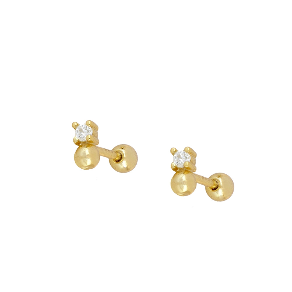 mini piercing pequeñito de brillante cuadrado con cierre de bola de rosca. Anti alergico porque está confeccionado en plata de ley con baño de oro. Perfecto para helix, tragus, anti helix, daith, conch. Gold plated anti allergic piercing earring