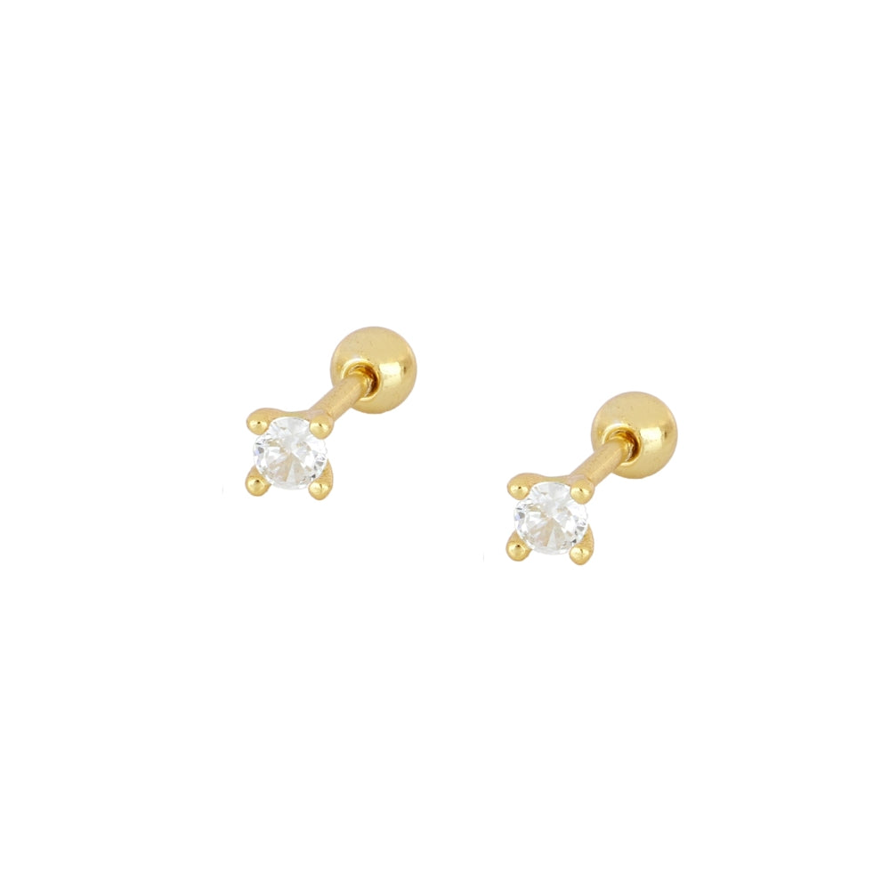 mini piercing pequeñito de brillante cuadrado con cierre de bola de rosca. Anti alergico porque está confeccionado en plata de ley con baño de oro. Perfecto para helix, tragus, anti helix, daith, conch. Gold plated anti allergic piercing earring