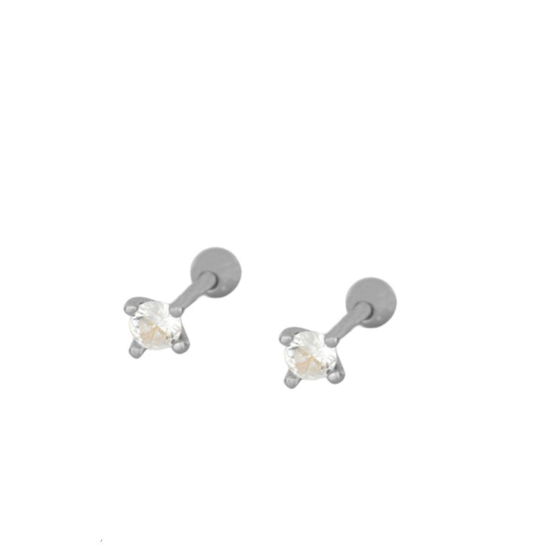 mini piercing pequeñito de brillante redondo con cierre de bola de rosca. Anti alergico ó hipoalergénico porque está confeccionado en plata de ley con baño de oro. Perfecto para helix, tragus, anti helix, daith, conch. Gold plated anti allergic piercing earring