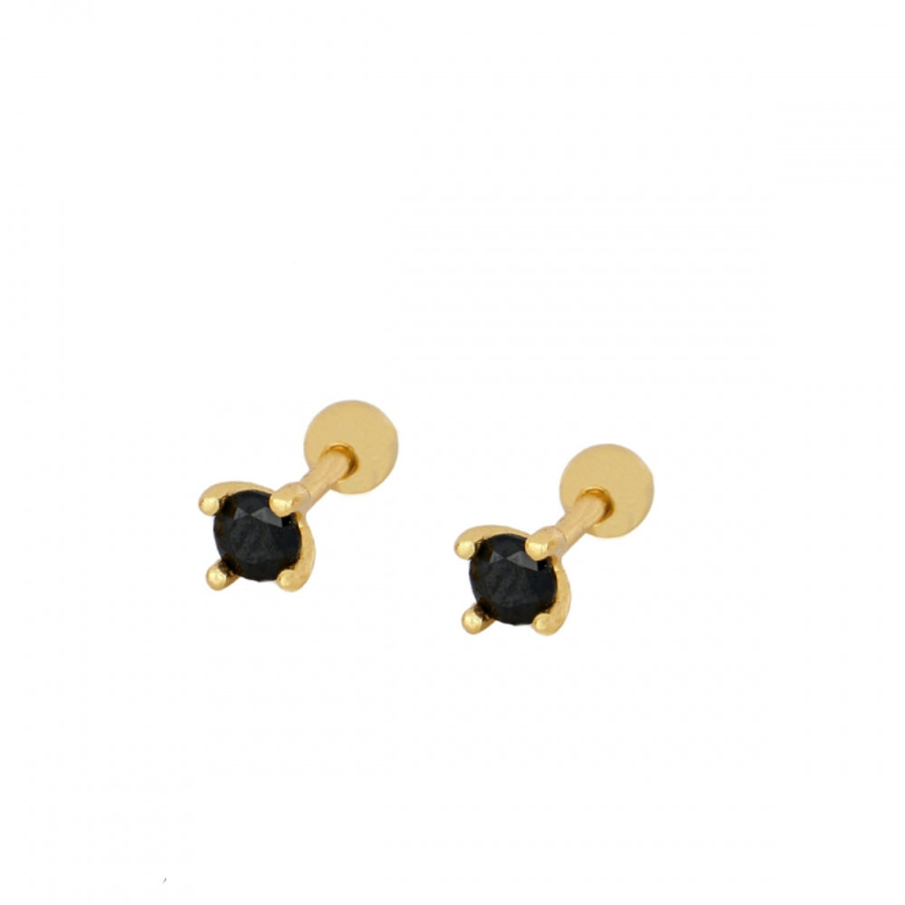 mini piercing pequeñito de brillante redondo con cierre de bola de rosca. Anti alergico ó hipoalergénico porque está confeccionado en plata de ley con baño de oro. Perfecto para helix, tragus, anti helix, daith, conch. Gold plated anti allergic piercing earring