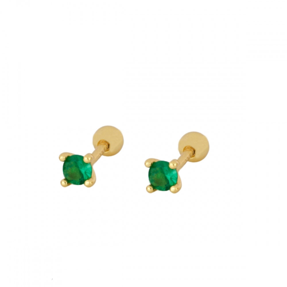 mini piercing pequeñito de brillante redondo con cierre de bola de rosca. Anti alergico ó hipoalergénico porque está confeccionado en plata de ley con baño de oro. Perfecto para helix, tragus, anti helix, daith, conch. Gold plated anti allergic piercing earring
