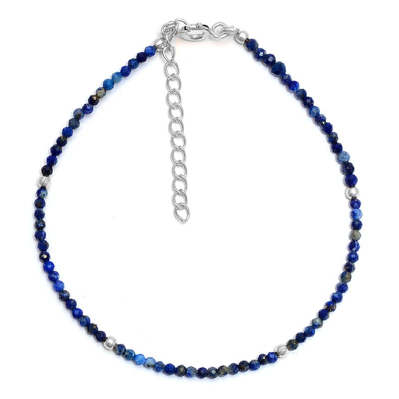 pulsera de minerales o piedra natural color azul klein o lapislazuli confeccionada en plata de ley con baño de oro 18 kilates y que se puedes personalizar con la inicial para regalo