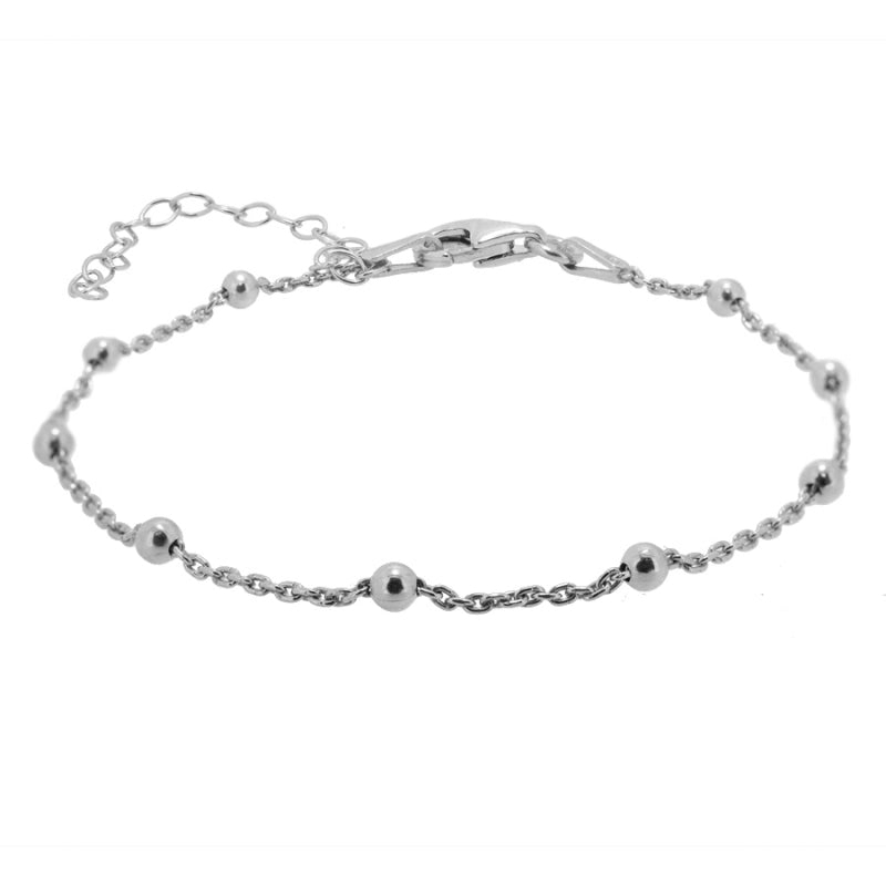 pulsera personalizable de cadena con bolitas confeccionada en plata de ley y bañada en oro 18 kilates. es perfecta para regalar a una madre y puedes personalizarla con las iniciales o letras de nombres de los hijos y nietos