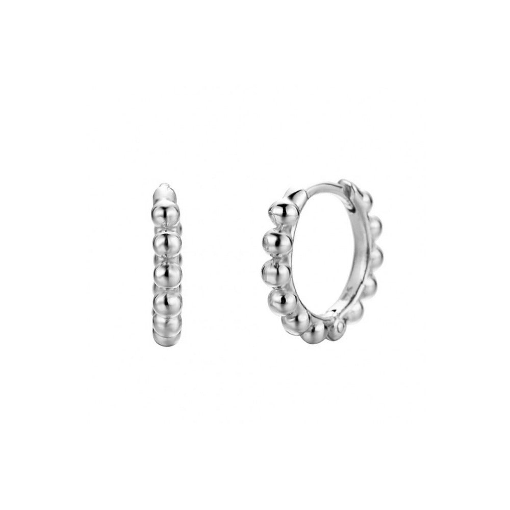 Aritos de piercing con bolitas confeccionados en plata de ley con baño de oro 18 kilates y duámetro 10 mm