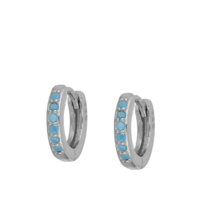 aros o aritos mini de piercing para helix o tragus con turquesa confeccionados en plata de ley con baño de oro 18 kilates