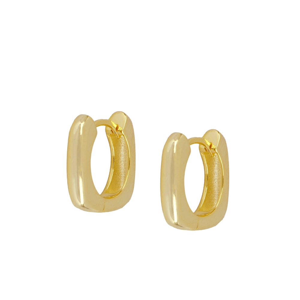 pendientes de aro cuadrado grueso confeccionados en plata de ley con baño de oro 18 kilates. gold plated sterling silver chunky hoop earrings