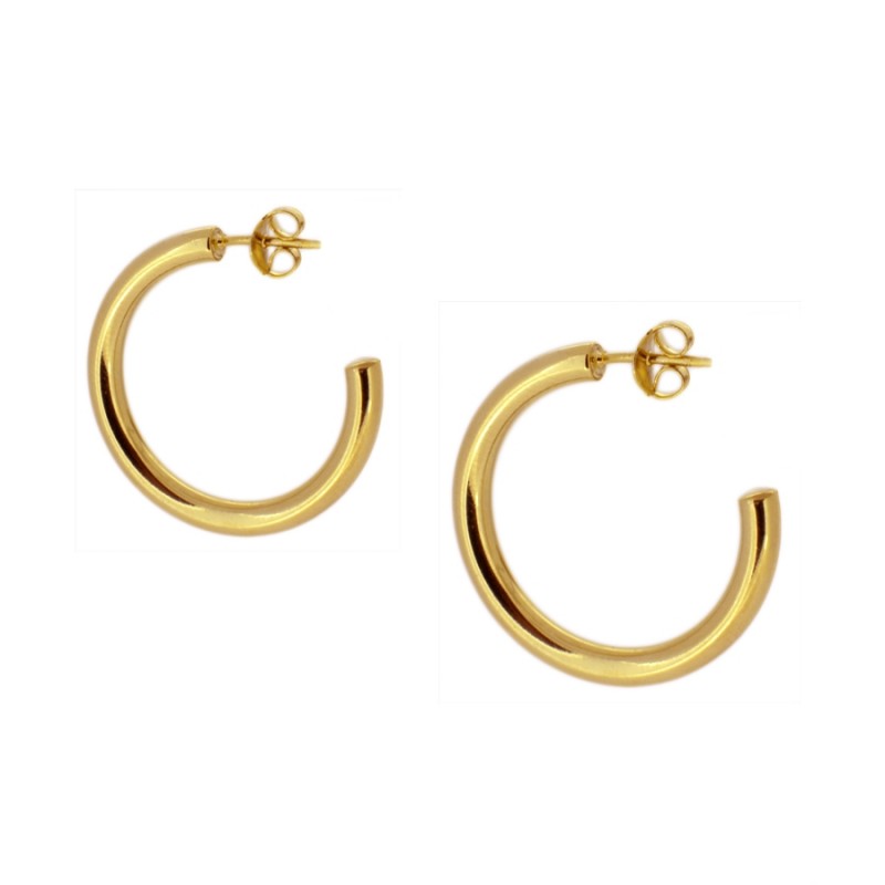 aros o pendientes criolla 15 x 3 mm en plata de ley con baño de oro 18 kilates