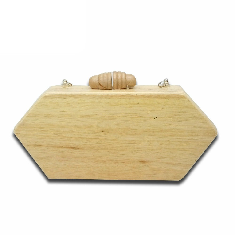 Cartera de madera hexagonal o geométrica para invitada a boda