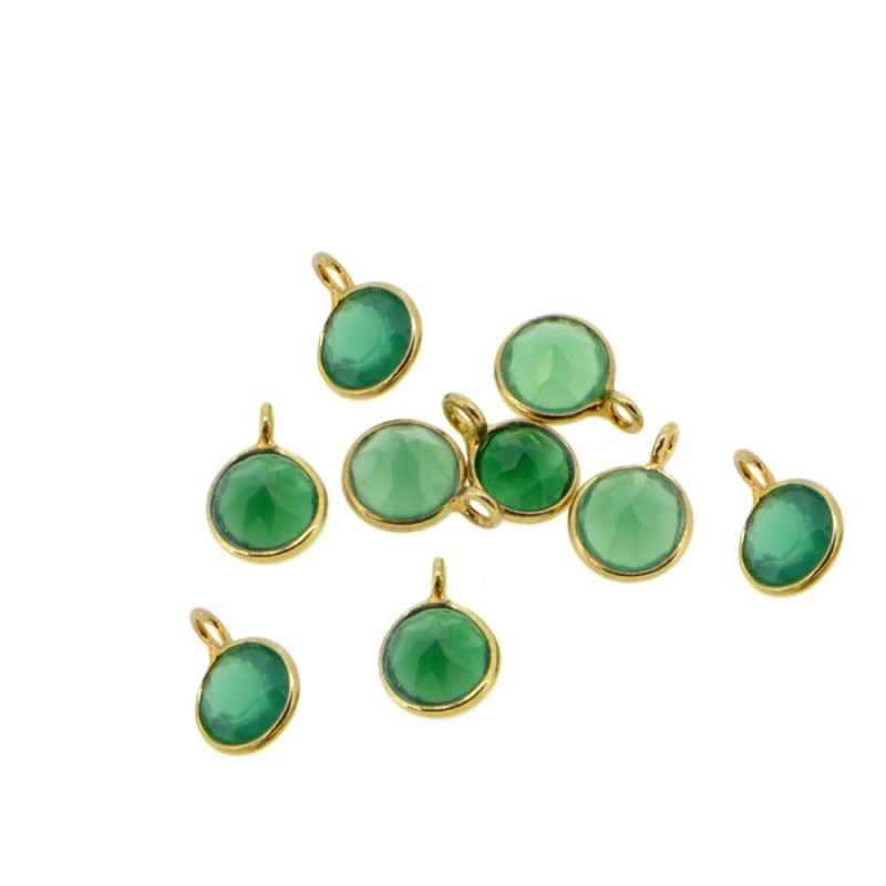 colgante o charm de calcedonia verde para que personalices tu joya de plata de ley con baño de oro 18 kilates o para hacer un regalo personalizado