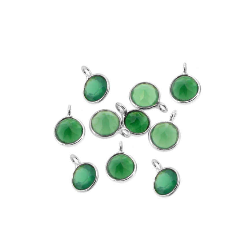 colgante o charm de calcedonia verde para que personalices tu joya de plata de ley con baño de oro 18 kilates o para hacer un regalo personalizado