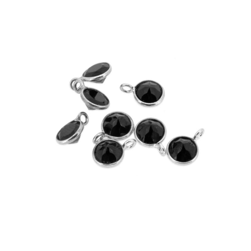 colgante o charm mineral de espinela negra para personalizar tu joya o gargantilla de plat de ley con baño de oro