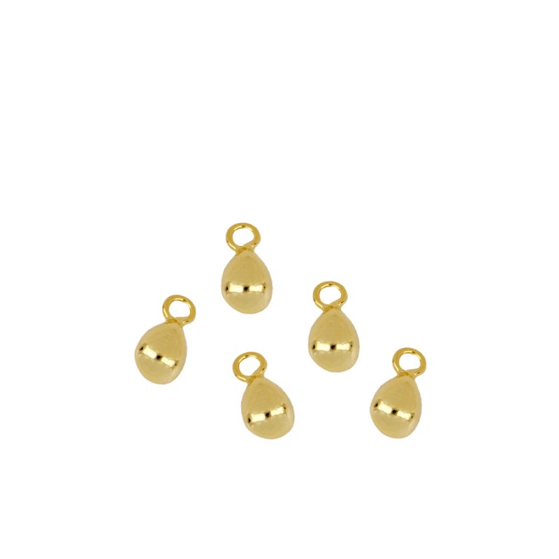 Colgante o charm de gotita para personalizar una gargantilla o pulsera en plata de ley con baño de oro 18 kilates