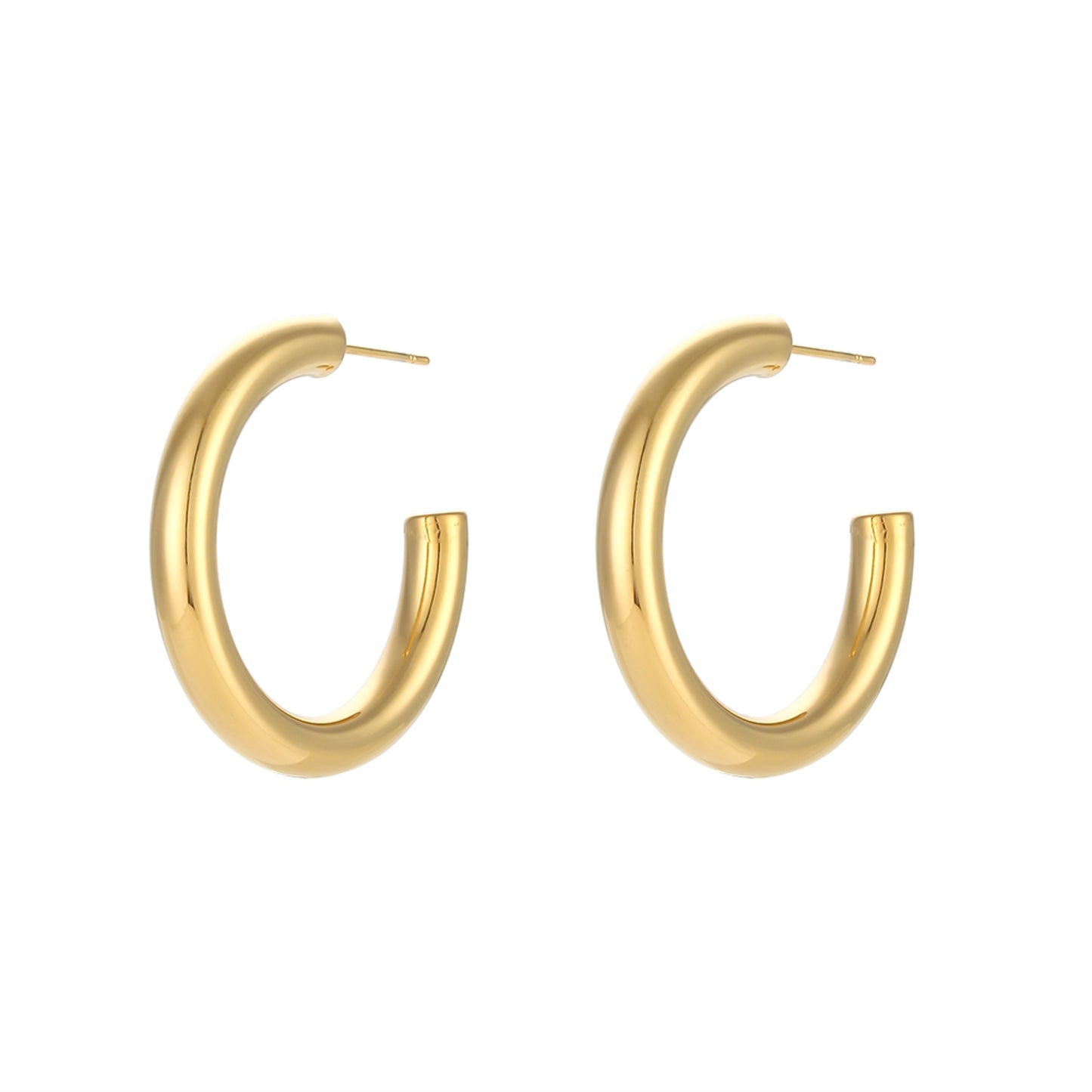 Pendientes de aro criolla grandes y grueso en acero hipoalergénico con baño de oro 18 kilates. Gold plated sterling silver big hoop stainless steel hipoallergenic earrings