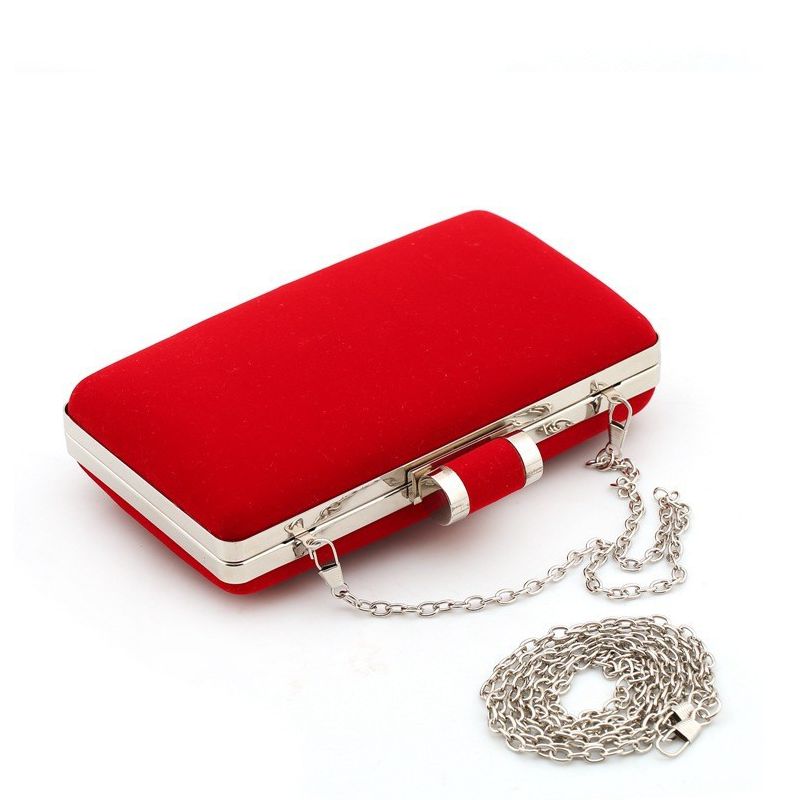 cartera o Clutch de terciopelo rojo para invitadas a boda