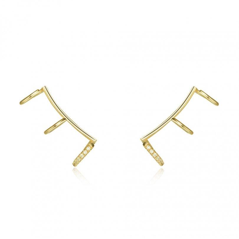 pendiente falso o ear cuff de 3 aros en 1 confeccionado en plata de ley con circonitas para llevar sin agujero