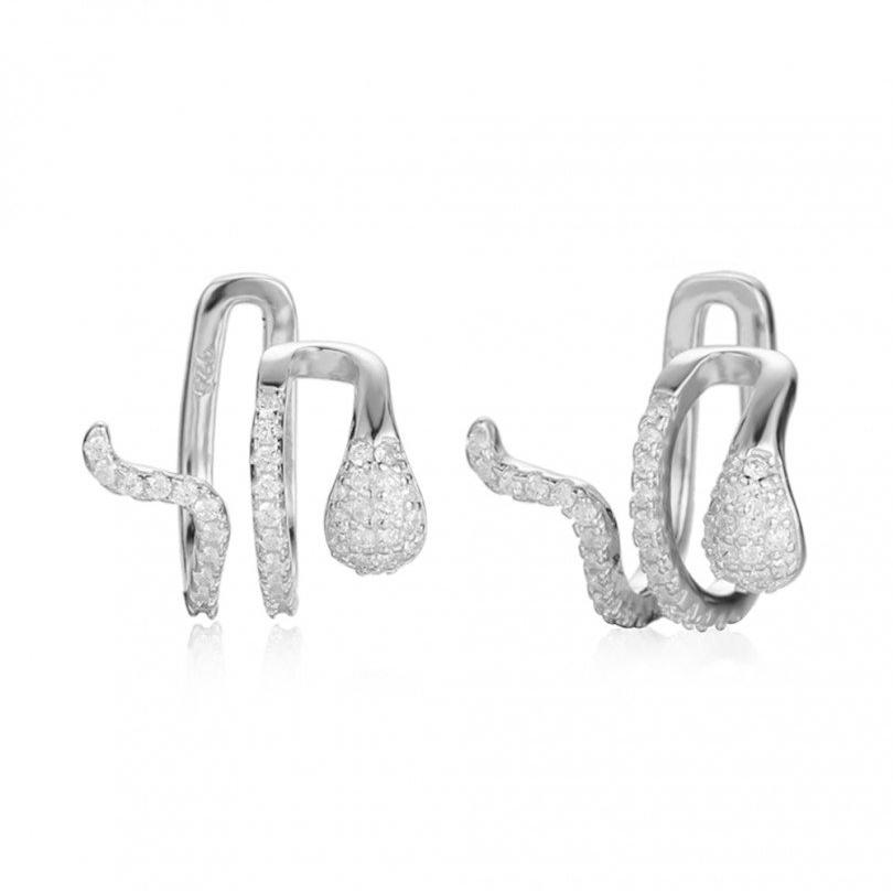 ear cuff de serpiente confeccionado en plata de ley 925 con baño de oro 18 kilates para llevar como un pendiente en el cartílago sin agujero
