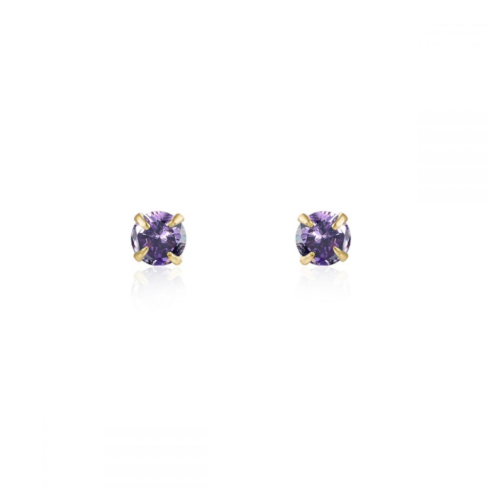 pequeños pendientes mini de brillantes con colores rosa fucsia azul verde y morado para piercing confeccionados en plata de ley con baño de oro 18 kilates. Gold plated sterling silver multi color blue green purple pink tiny small earrings for piercing