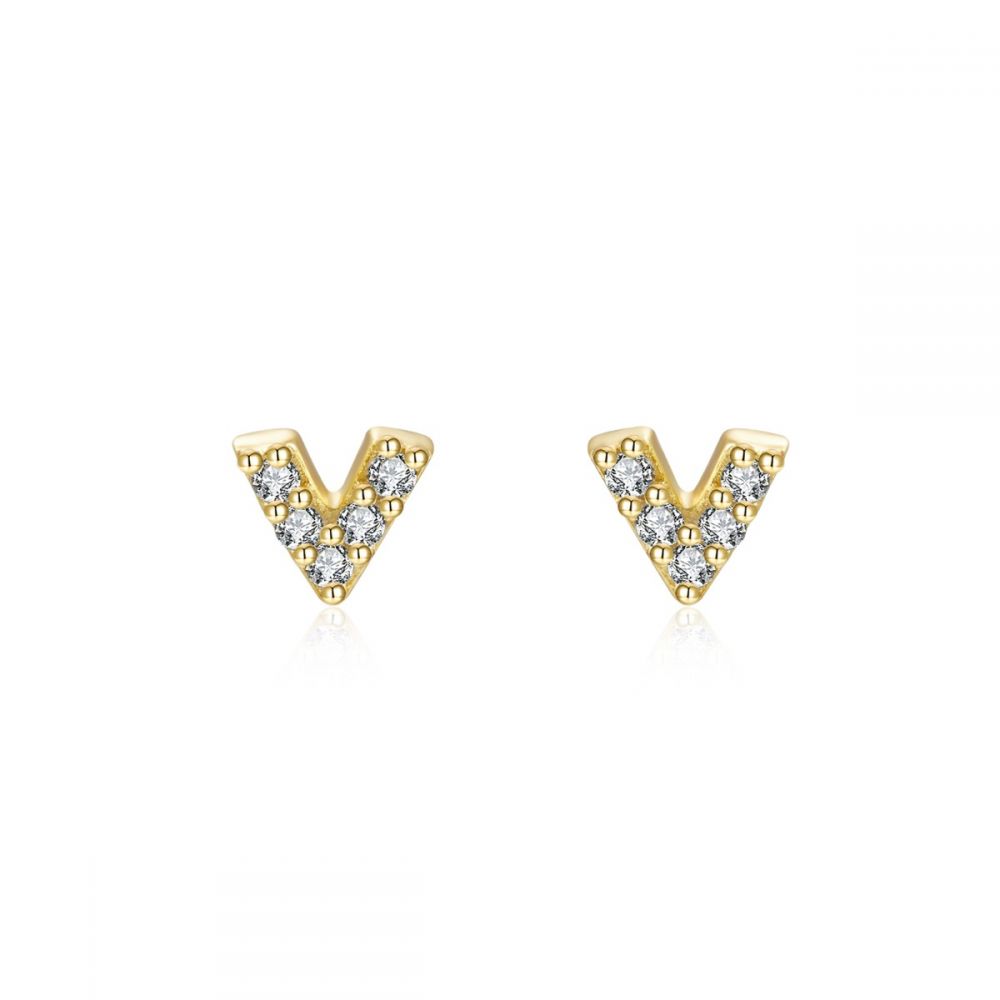Mini pendientes pequeños de piercing con circonitas confeccionados en plata de ley con baño de oro 18 kilates. Gold plated sterling silver tiny zircon piercing earring