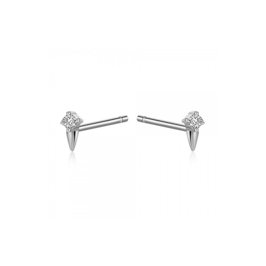 mini pendientes de piercing con circonita y pincho o cono que están confeccionados en plata de ley con baño de oro 18 kilates