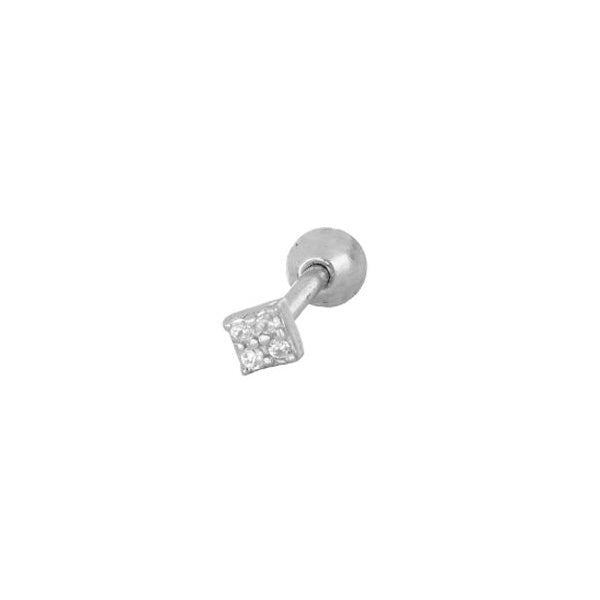 mini piercing pequeñito de brillante cuadrado con cierre de bola de rosca. Anti alergico porque está confeccionado en plata de ley con baño de oro. Perfecto para helix, tragus, anti helix, daith, conch. Gold plated anti allergic piercing earring