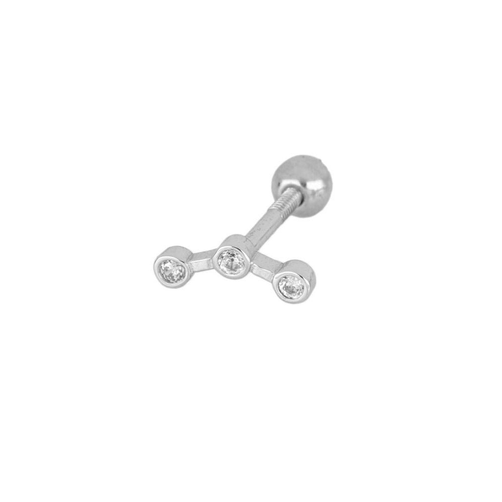 piercing anti alergia con cierre de bola trasera para cartílago como helix, tragus, daith, conch o rook. Está confeccionado en plata de ley con baño de oro 18 kilates y circonitas. Gold plated sterling silver zircon cartilage piercing