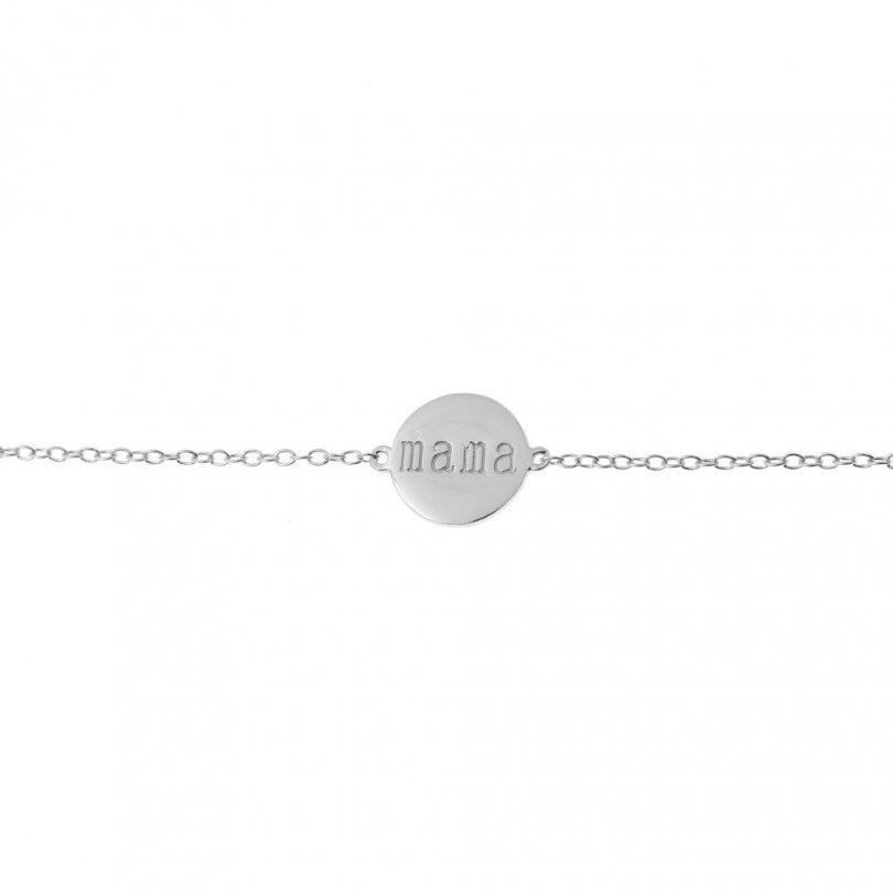 pulsera de cadena con chapa grabada mamá confeccionada en plata de ley y bañada en oro 18 kilates