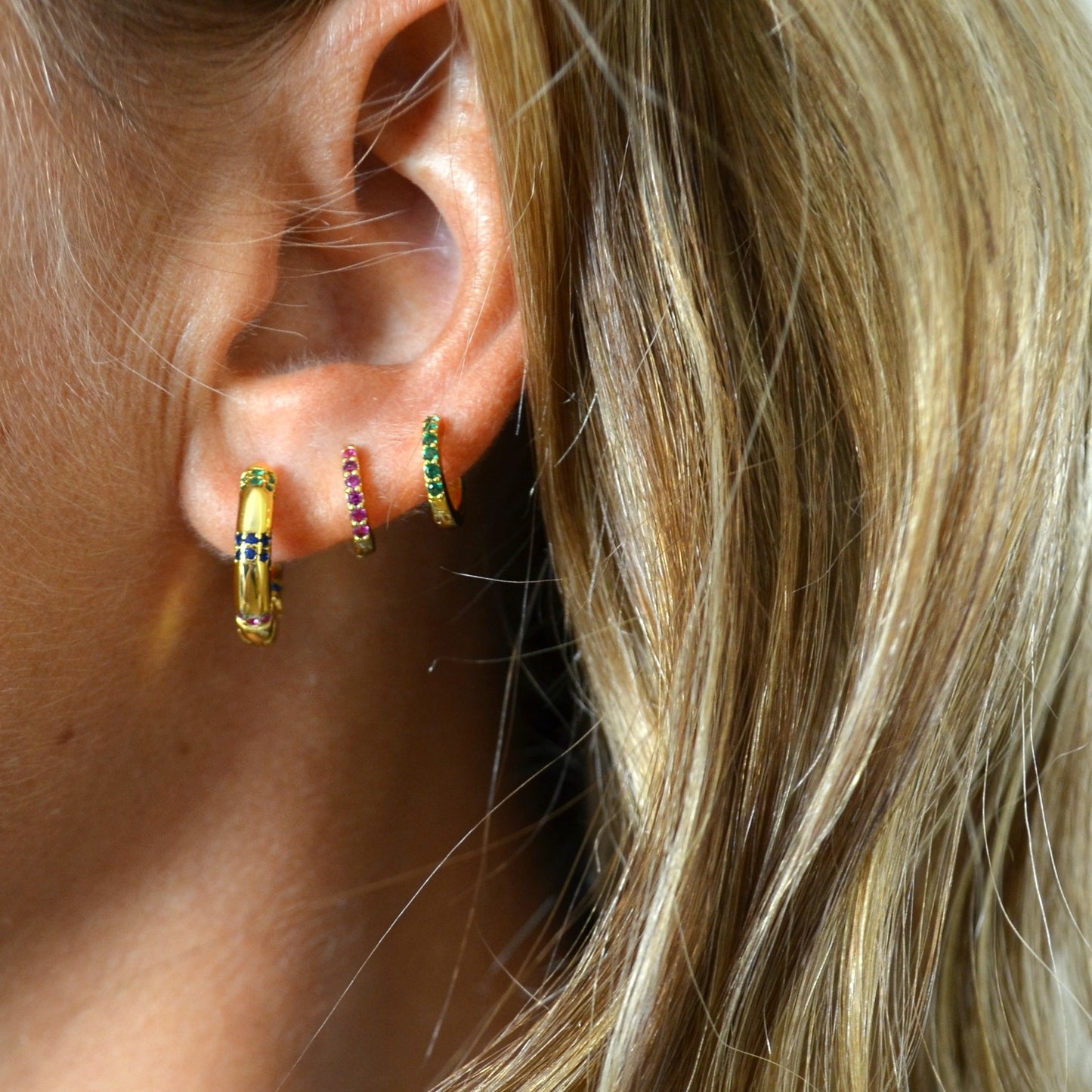 Green earrings (silver and gold)