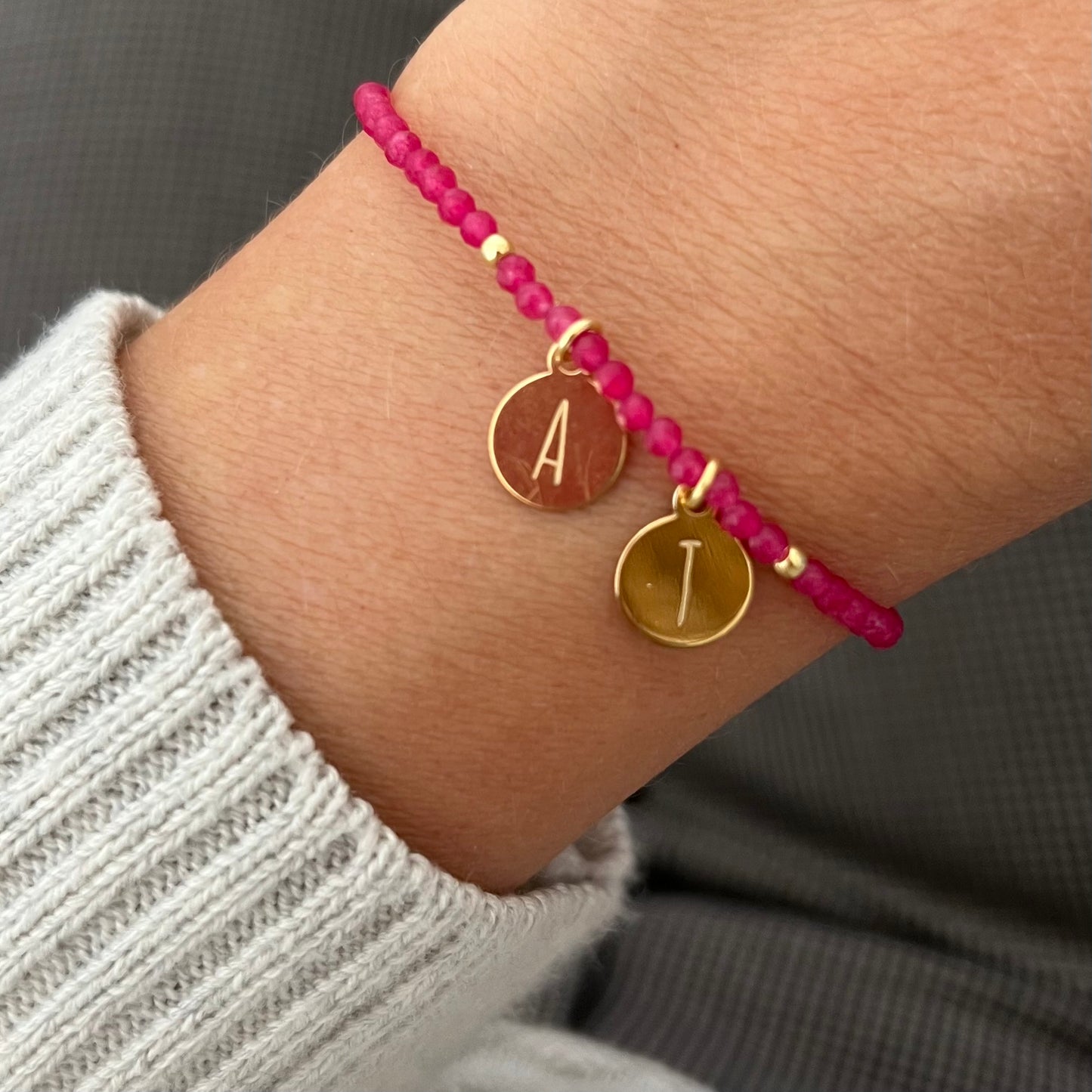 Pulsera mineral Letras (9 colores)