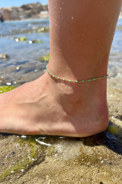 Enamel turquoise WATERPROOF anklet