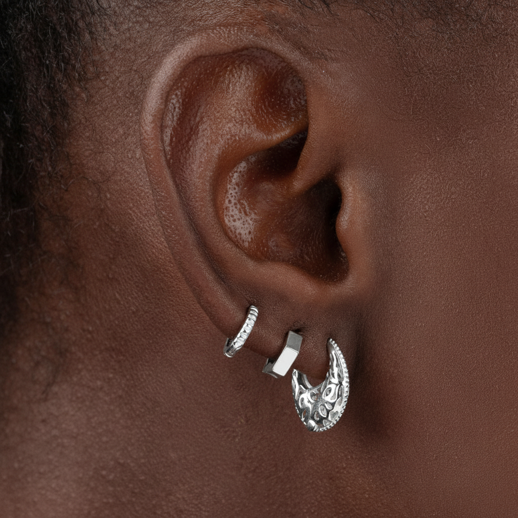 Hexagon hoop 8 mm (silver and gold)