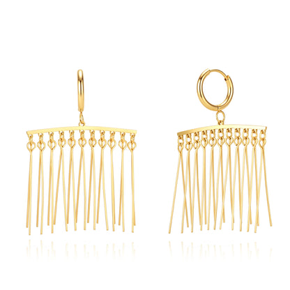 aros de acero hipoalergénico resistente al agua. tiene colgantes boho. en dorado y plateado.