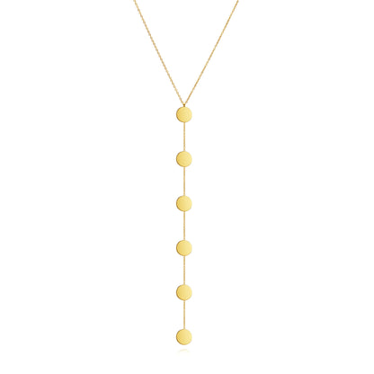 collar largo boho para adolescente o chica joven que lleve escote en v o escote pronunciado. es de cadena larga con círculos. ideal para looks de noche o de fiesta. Es de acero hipoalergénico dorado o plateado y resistente al agua