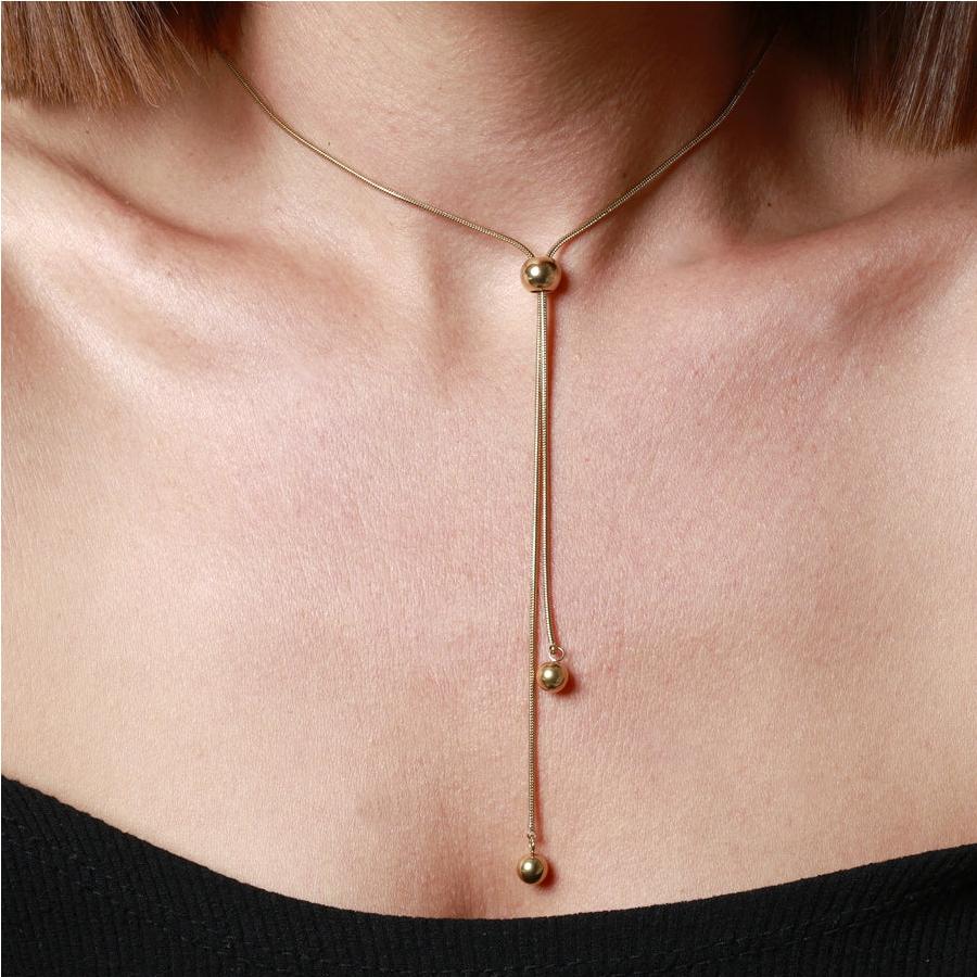 collar largo omega ajustable de acero hipoalergénico dorado resistente al agua