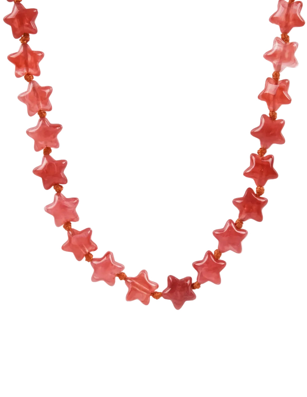 Collar de estrellas de resina para verano en colores rojo coral, verde oliva o marrón tostado.