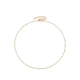 gargantilla dorada waterproof o resistente al agua confeccionada en acero con baño de oro de 3 micras. Tiene bolitas de enamel verde menta y el cierre es ajustable. collar hipoalergénico e inoxidable. gold plated stainless steel mint green bead necklace.