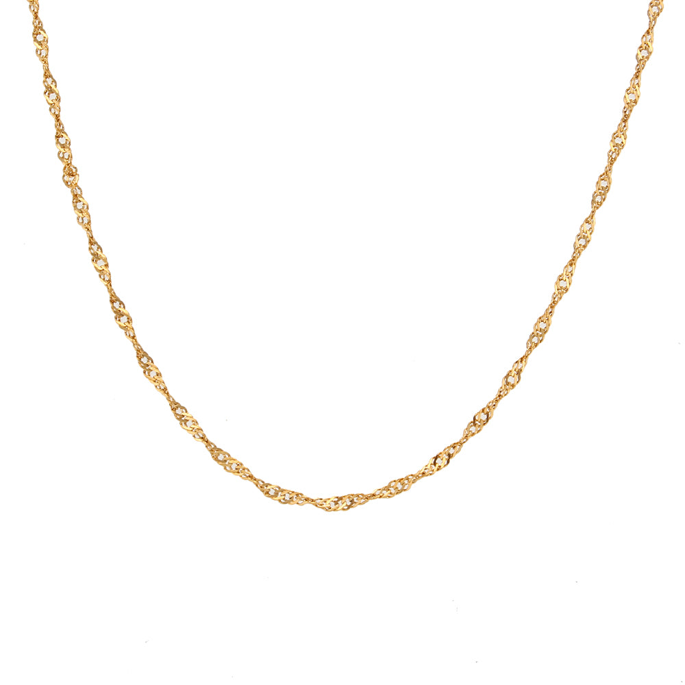 gargantilla o collar de cadena fina singapur dorada. Es de acero hipoalergénico resistente al agua. gold plated stainless steel thin chain necklace