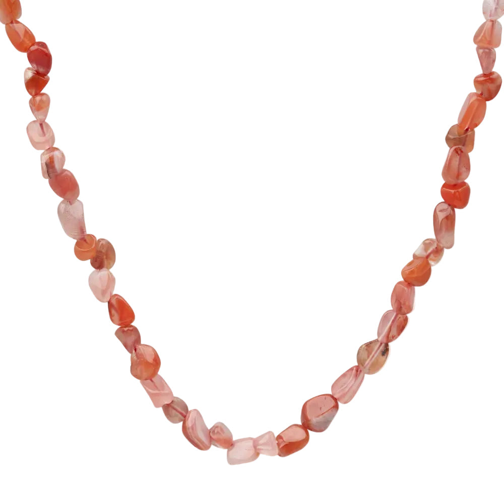 collar estilo boho de piedra mineral natural ágata roja. Ideal para verano, para regalar en el día de la madre y para llevar a la playa