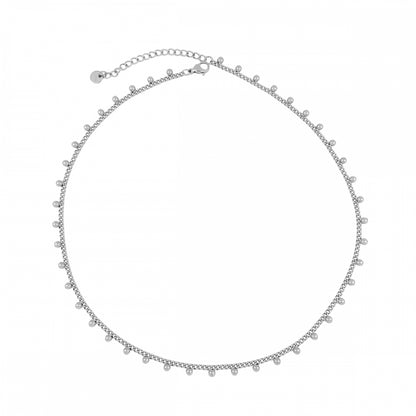 gargantilla boho dorada con bolitas en acero inoxidsable hipoalergénico resistentente al agua. Gold plated stainless steel waterproof necklace