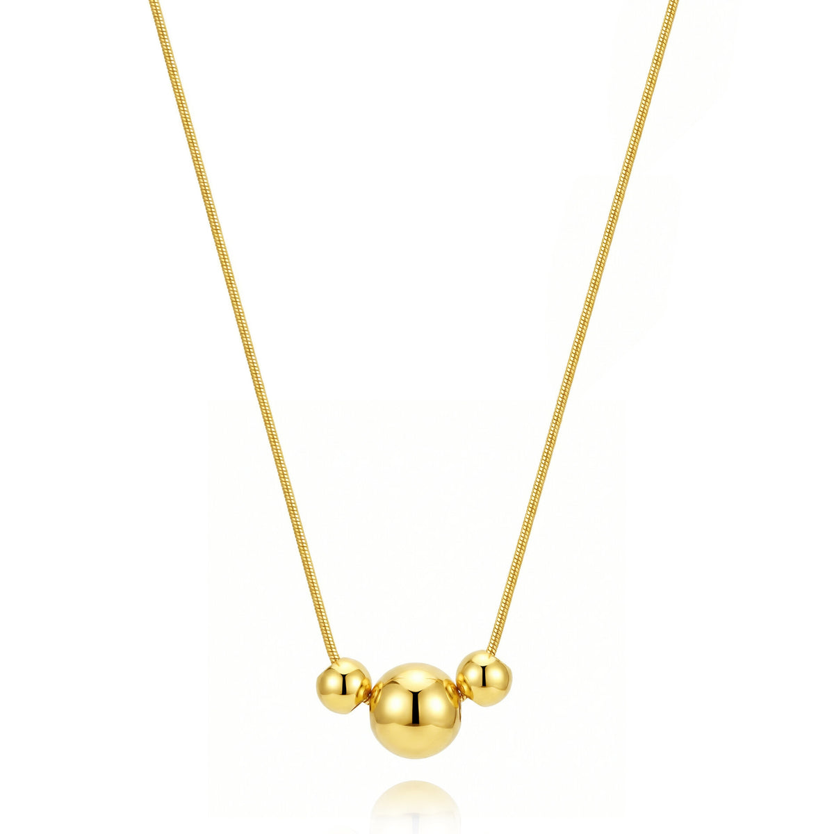 gargantilla boho para adolescente o mujer joven que lleve escote en v o escote pronunciado. es de cadena con bolas colgantes. ideal para looks de noche o de fiesta. Es de acero hipoalergénico dorado o plateado y resistente al agua